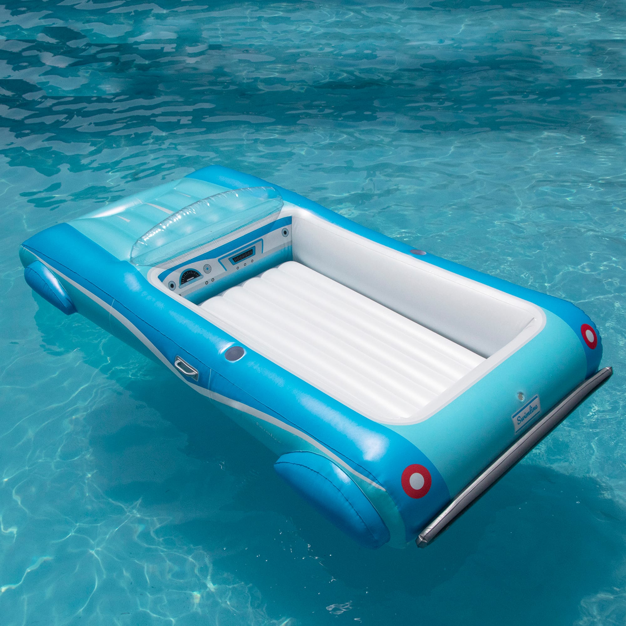 Swimline 8.75ft. Blue Classic Convertible Car Inflatable Swimming Pool Lounger Float